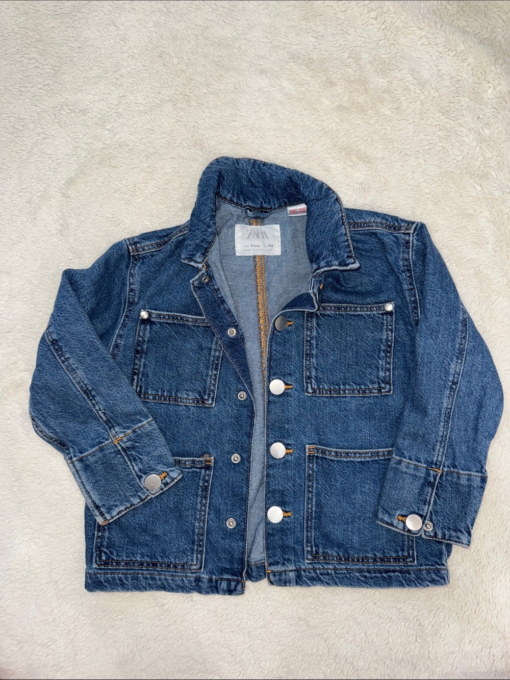 Zara Kids Blue Denim shirt jacket - Classic Button-Up Coat